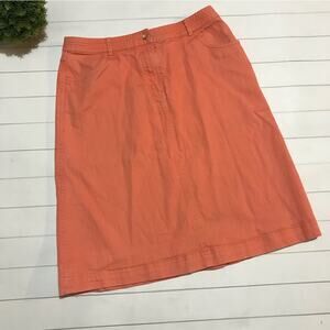 Christopher Banks Coral Pink‎ Orange Stretch Denim Jean Long Modest Skirt 10
